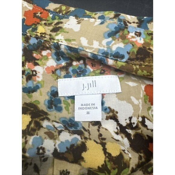 J. Jill Women’s Colorful Floral Rayon Button Up Long Sleeve Blouse Top Sz M Boho - Picture 7 of 11